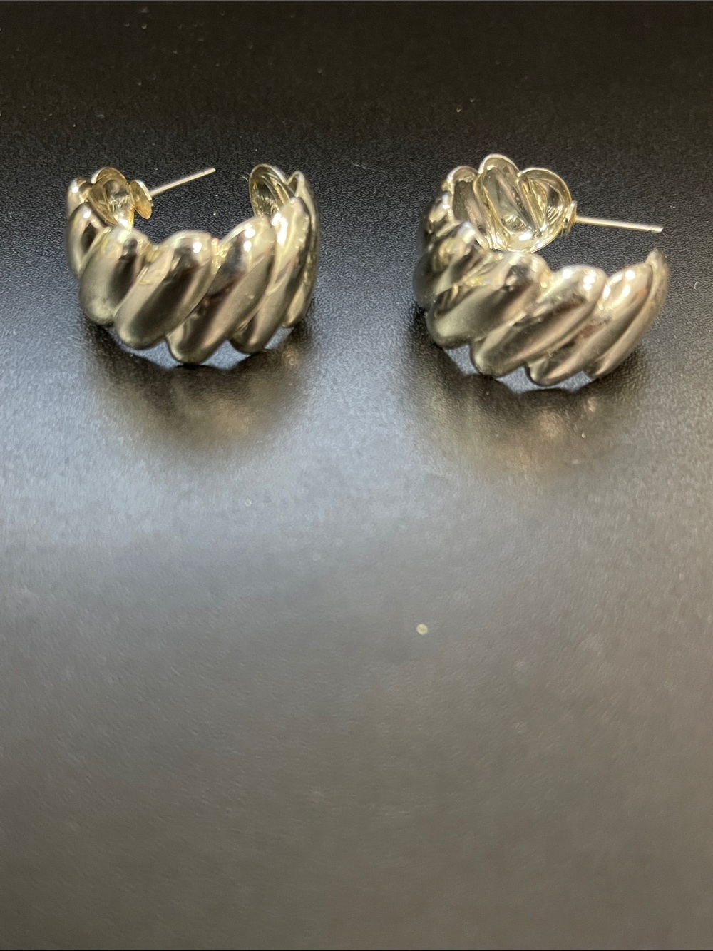 Silver Twisted Hoop Stud Earrings - Women Jewelry